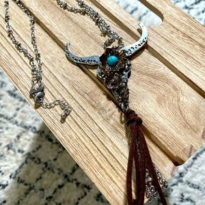Shyanne Long Western 14” long horn necklace and matching earrings
